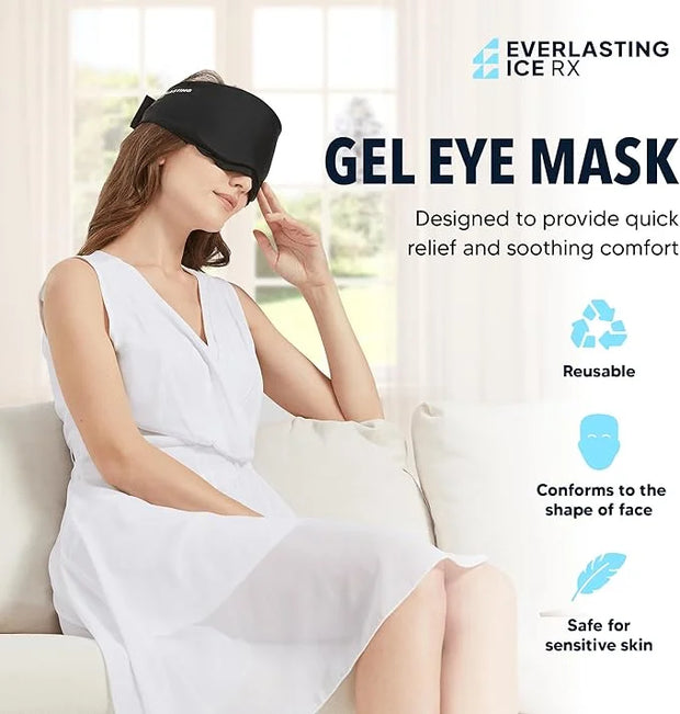 Everlasting Ice RX Cooling Eye Mask for Puffiness - Gel Eye Mask Reusable - Eye Ice Pack for Migraines, Sinus Pain, Sore E...
