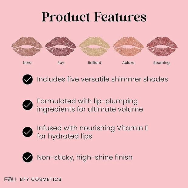 BFY Cosmetics 5-Pack Plumping Lip Gloss - Shimmer - Product Image