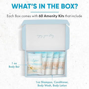 Aqua Organics Amenity Kit | Boxed Hotel Toiletries Bulk Set | 1 oz Shampoo, Conditioner, Lotion, Body Wash & Bar Soap | 30...
