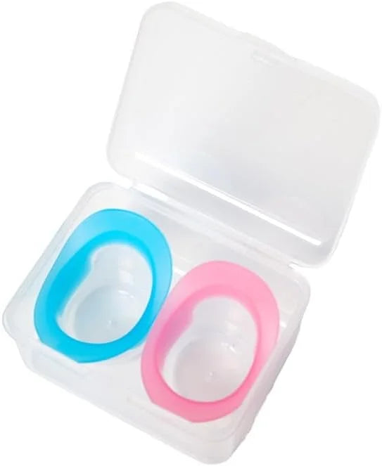 2Pcs Blue and Pink Eye Wash Cup Eye Wash Kit with Storage Container Bath Kit Silicone Eyelash Lid Care for Tired Dry Eyes ...