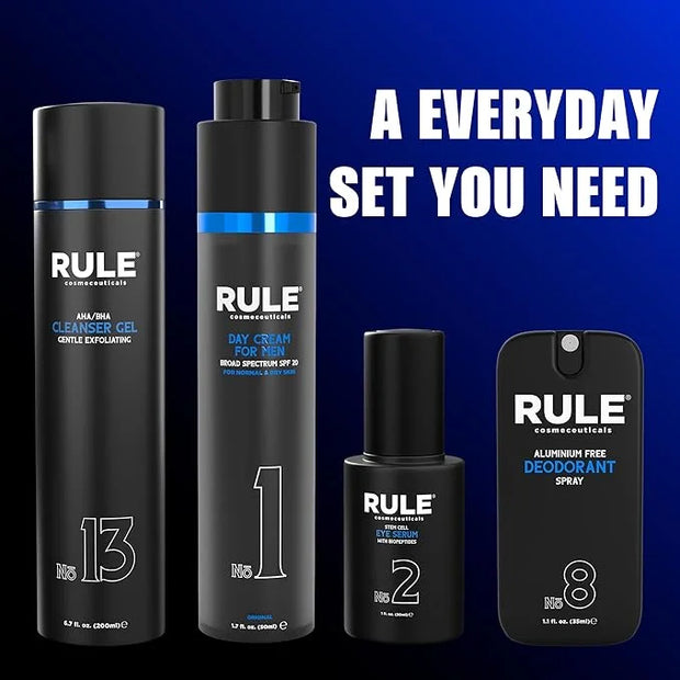 Men's Deluxe Gift Set, No.1 Men's Face Cream, No.8 Deodorant Spray, No.13 Cleanser Gel, No.2 Eye Serum, Eye & Skin Care Se...