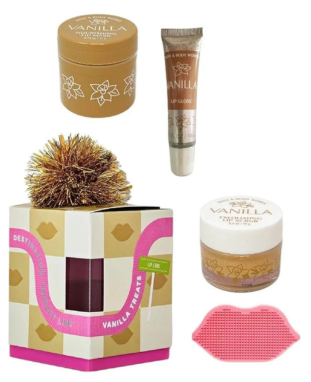 Vanilla Lip Mini Gift Set by Bath + Body Works - Travel Size Lip Gloss, Lip Nourishing Mask, Exfoliating Lip Scrub - Produ...
