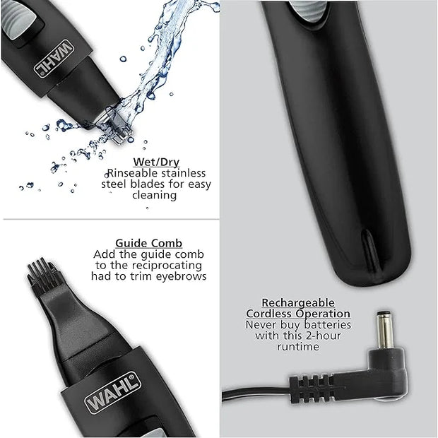 Wahl Groomsman Rechargeable Precision Trimmer for Hygienic Grooming with Rinsable, Interchangeable Heads for Eyebrows, Nec...