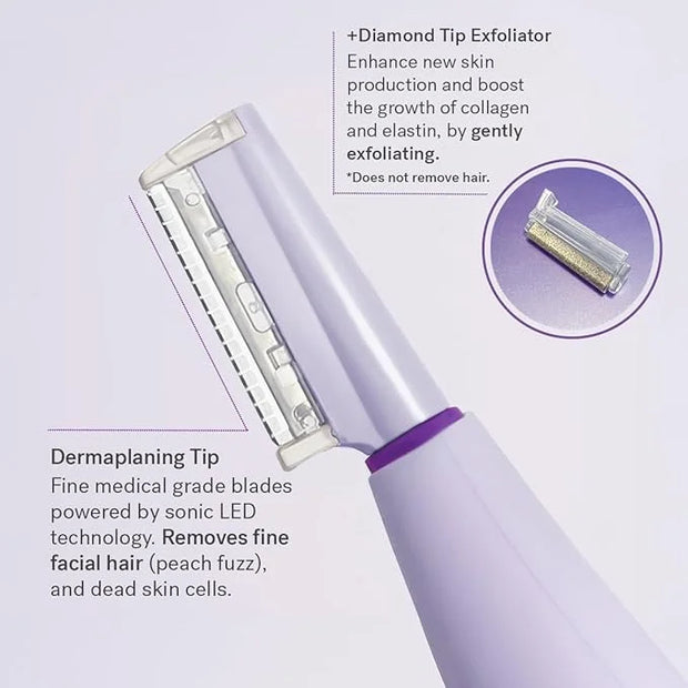 Michael Todd Beauty Sonicsmooth Pro+ Dermaplane Razor for Women Face + Eyebrow trimmer Dermaplaning System w/LED Light Pea...