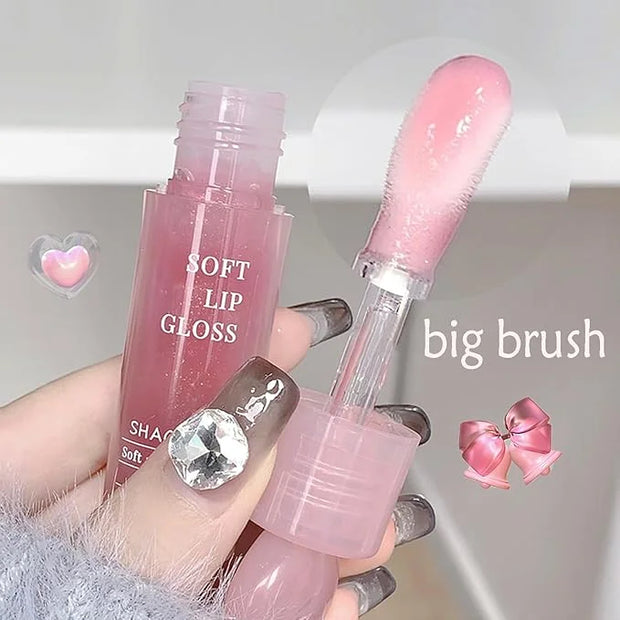 6 Colors Plumping Lip Gloss Set, Hhydrating Water Mirror Clear Lipstick Makeup, Shimmery Glitter Moisturizing Lip Gloss wi...