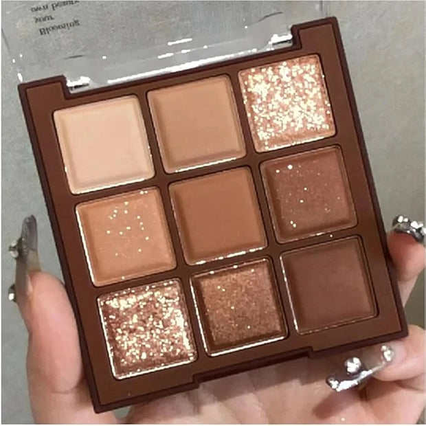 Neutral Brown Eye Shadow palette- Rose Gold Dark Brown Eyeshadow Palette Colorful 9 Colors, Matte Shimmer Highly Pigmented...
