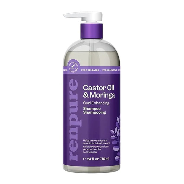 Renpure Castor Oil & Moringa Shampoo, Plant-Based - Curl Enhancing - For Moisturized, Manageable & Smooth Curls - With Cas...