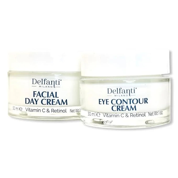 VITAMIN C & RETINOL DUO PACK Full Size Facial Day Cream and Eye Contour Cream • Brightening and Dark Spot Corrector - Prod...