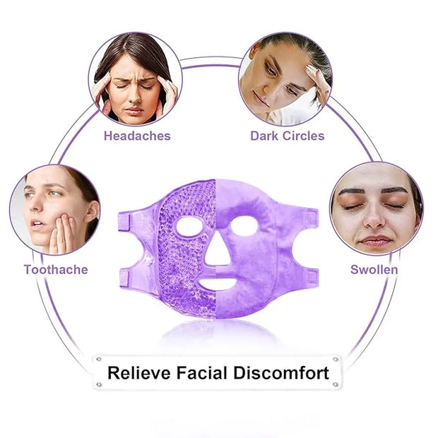 Cold Face Eye Masks Ice Face Mask Hot Cold Compress For Dark Circles, Puffiness, Migraines, Headache, Stress, Redness, Coo...