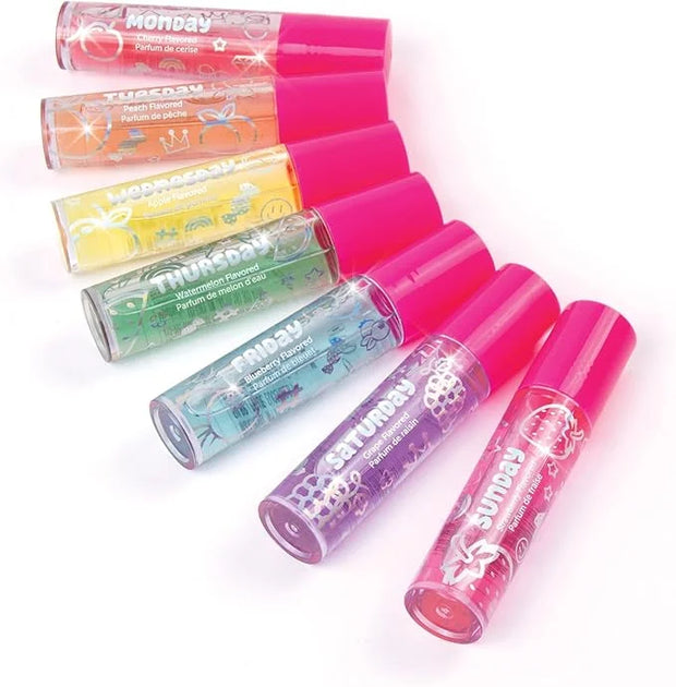 3C4G Days of the Week Lip Gloss Set for Girls - 7 Pack Kids Lip Gloss Kit for Girls, Tweens & Teens - Clear Flavored Lip G...