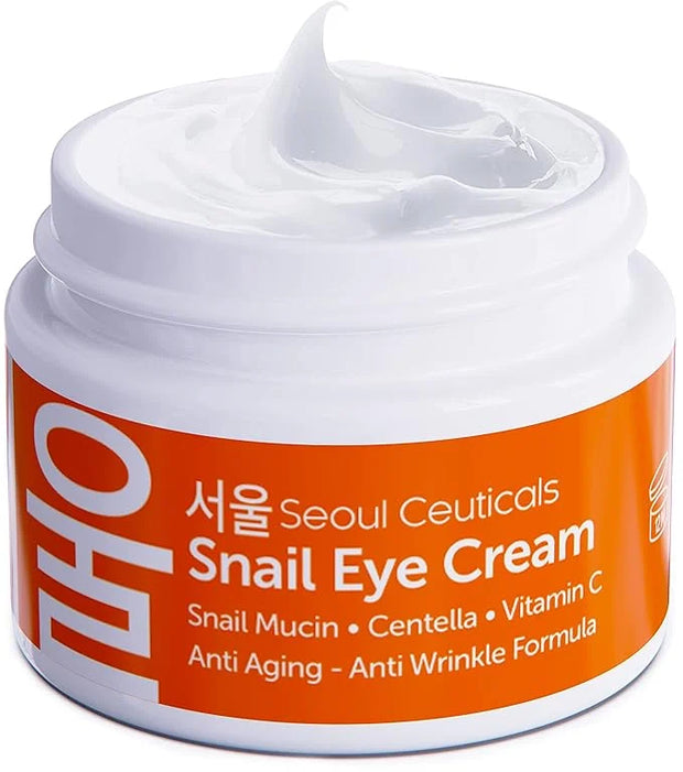 SeoulCeuticals Korean Snail Mucin Eye Cream - 97.5% Snail Filtrate K Beauty Anti Aging Under Eye Anti Wrinkle Eye Treatmen...