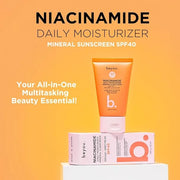 Beyou. Niacinamide Daily Moisturizer Mineral Face Sunscreen + SPF 40, 1.69 fl oz, Tinted, Plant-Based, Cruelty-Free, All S...