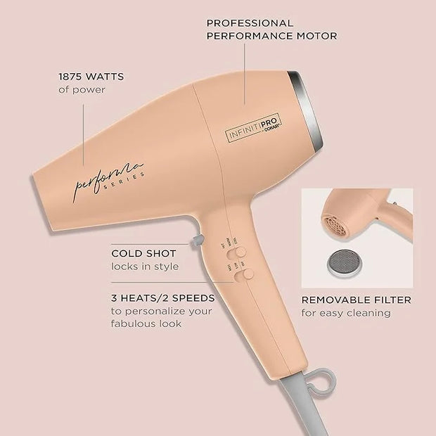 Conair Infiniti Pro Hair Dryer with Diffuser plus 3 Other Attachments | Performa Series Hair Dryer | Blow Dryer with Profe...