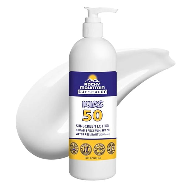 KIDS Rocky Mountain Sunscreen SPF 50 LOTION | Broad Spectrum UVA/UVB Protection | Hawaii 104 Reef Act Compliant (Oxybenzon...