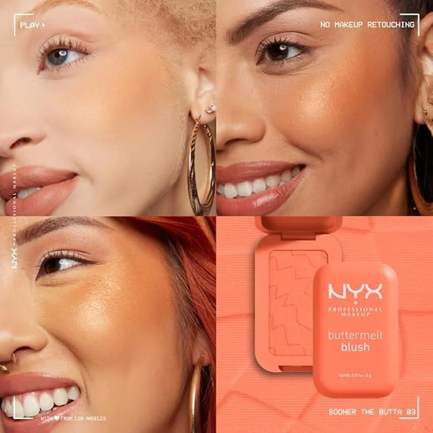 NYX PROFESSIONAL MAKEUP Buttermelt Powder Blush, Fade and Transfer-Resistant Blush, Up to 12HR Make Up Wear, Vegan Formula...
