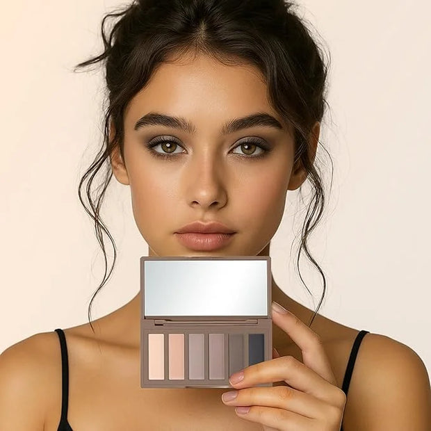 2PCS 6 Colors Mini Naked Eyeshadow Palette Makeup with Brush Set Neutral Nude Eye Shadow Pink & Brown Matte Shimmer Make U...