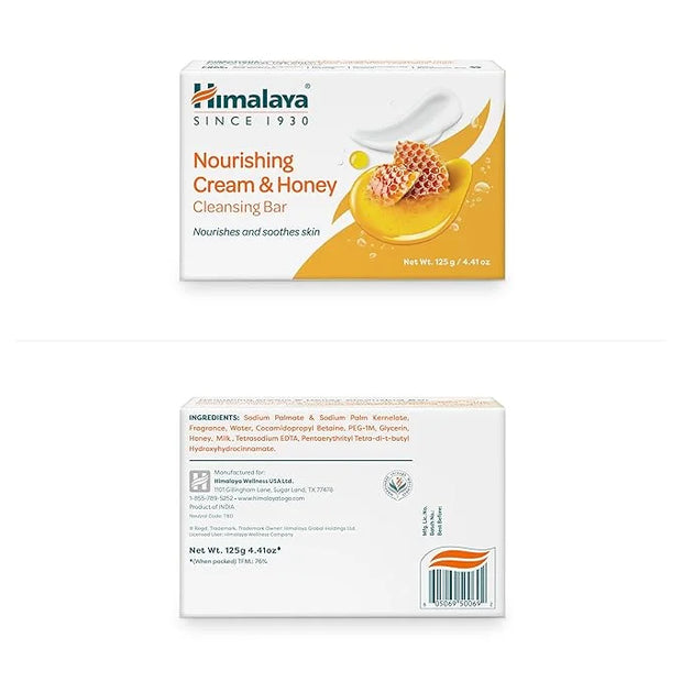 Himalaya Nourishing Cream & Honey Cleansing Bar, Face and Body Soap for Soft Skin, 4.41 oz, 6 Pack - Product Image