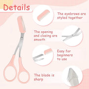 3 PCS Eyebrow Scissors with Comb for Women, Eyebrow Trimmer Scissors Stainless Steel Curved Eyebrow Razor Non Slip Finger ...