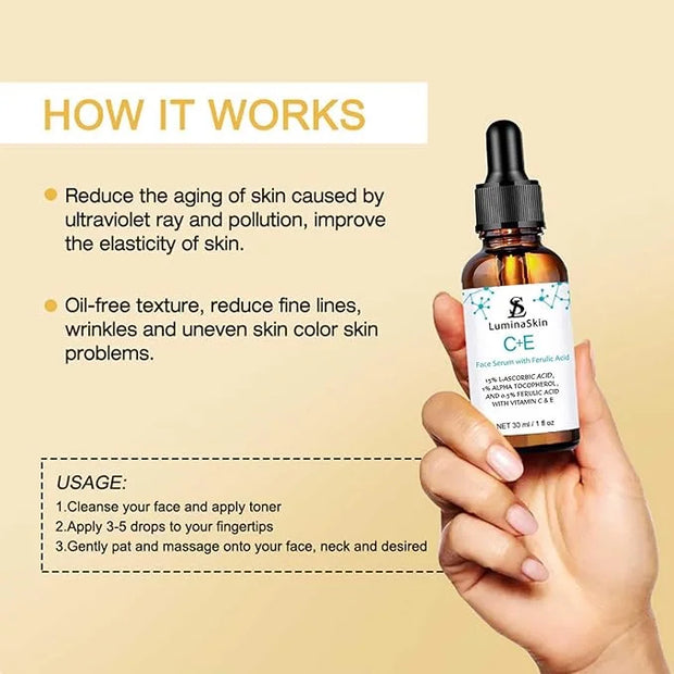 Vitamin C Face Serum Vitamin CE Serum with Ferulic Acid for Women Vitamin E and Ferulic Serum Skin Care - Vitamin C Serum ...