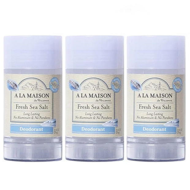 A La Maison Fresh Sea Salt Aluminum Free Deodorant for Women and Men - Natural Deodorant (3 Stick Bulk Pack) - Product Image
