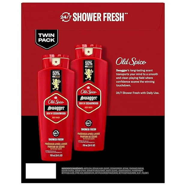 Old Spice Refreshing Body Wash for Men, 3X Defense, 24/7 Shower Fresh with Long Lasting Scent, Red Collection, Swagger wit...