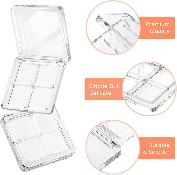 Beaupretty 6 Pieces Empty Eyeshadow Pallet 4 Grids
