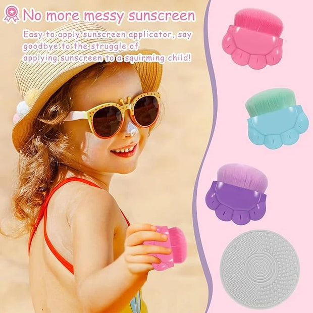 3 Pack Kids Sunscreen Applicator,Sunblock Buddy Brush with Protective Case,Sun Lotion Applicator Sun Cream Brush Set with ...
