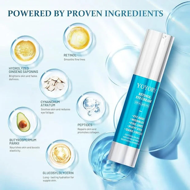 Retinol Under Eye Cream - Eye Cream for Eye Bags, Dark Circles, and Fade Wrinkles, Fine Lines Skin Care Treatment for Wome...