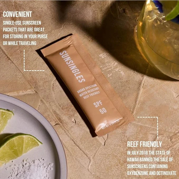 SunsinglesTravel Size Sunscreen, Waterproof/Sweat Proof SPF 50 Protection Fragrance-Free Lotion, PABA-Free Mini Sunscreen ...