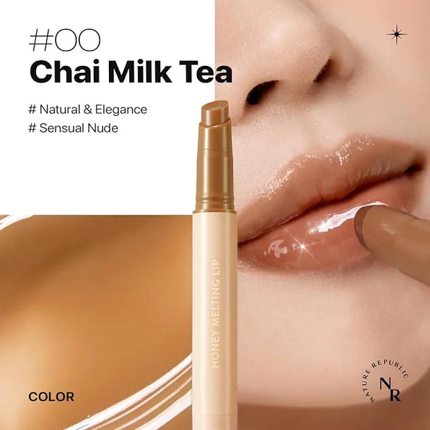 Nature Republic HONEY MELTING LIP (00 CHAI MILK TEA) SOFT LIP STICK Hydrating Gloss, Moisturizing balms, Sheer tint, Shine...