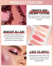 Flower Blush for Cheeks, Matte Shimmer Face Blush Powder,Contour Multiuse Facial Make up Palette,Longlasting Waterproof Em...