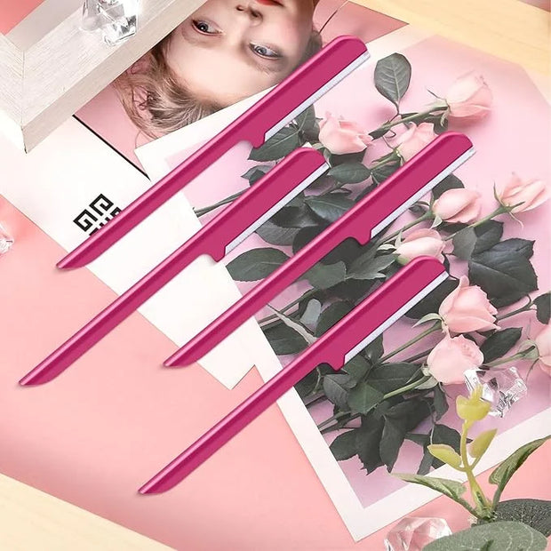 10 Pieces Women's Facial Razor Eyebrow Shaver Razor Brow Shaper Eyebrow Trimmer Dermaplaner Shaping Tool with Cover (Rose ...