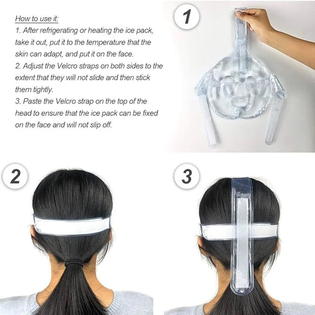 MR.ICE Gel Face Ice Pack Mask, 2 Cooling Masks for Face Swelling, ice face mask Reusable Cold Hot Compress for Puffiness, ...