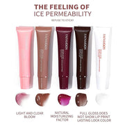 5Pcs Hydrating Lip Gloss Set: Long-lasting, Non-sticky Shiny Jelly Lip Gloss with Glitter Plumping Effect in Nude Shades f...