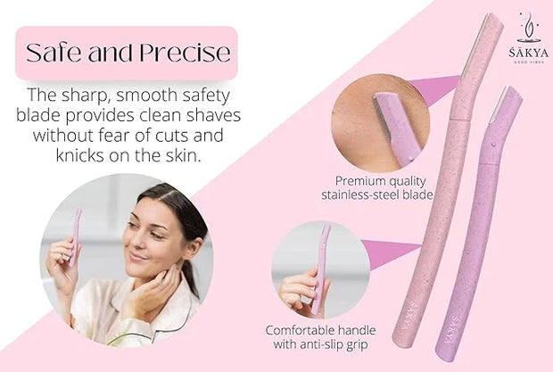 Sakya Biodegradable Women's Dermaplaning Tool - Dermaplane Facial Sensitive Skin Hair Removal Face Razor, Twinkle Blade fo...
