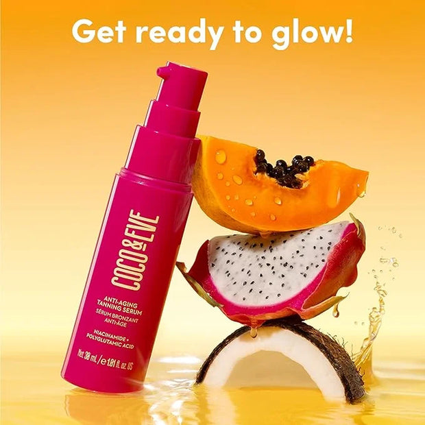 Coco & Eve Anti-Aging Tanning Serum - Face tanner with Skincare Actives for Gradual, Hydrating Glow. Natural Self Tanning ...