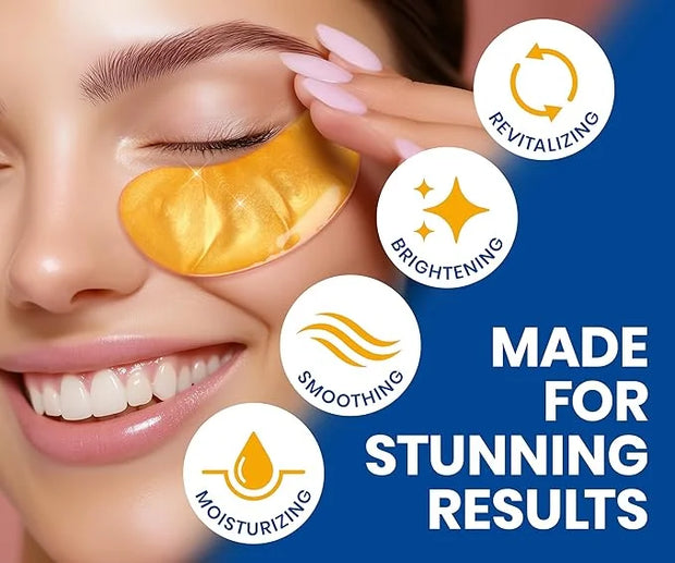 Stylia Under Eye Patches for Puffy Eyes and Dark Circles (30 Pairs) - 24k Gold Under Eye Mask with Vitamin C, Hyaluronic A...