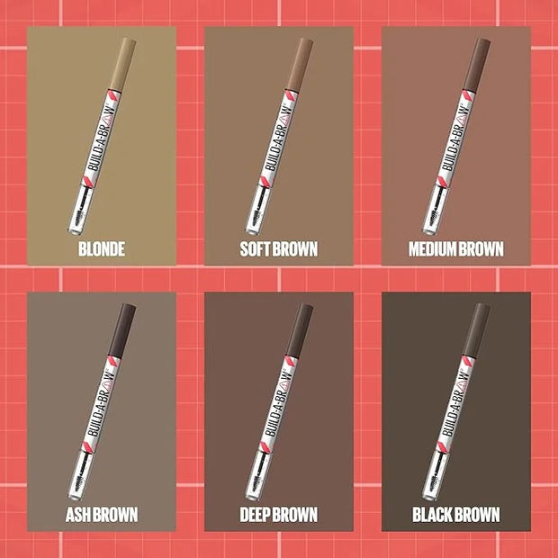 Maybelline Build-A-Brow 2-in-1 Brow Pen and Sealing Eyebrow Gel, Eyebrow Makeup for Real-Looking, Fuller Brows, Ash Brown,...