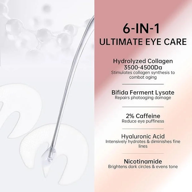 Novoy 7 Pairs Bio-Collagen Real Deep Eye Patches - 6-in-1 Retinol Overnight Eye Patches for Dark Circles, Puffiness & Wrin...
