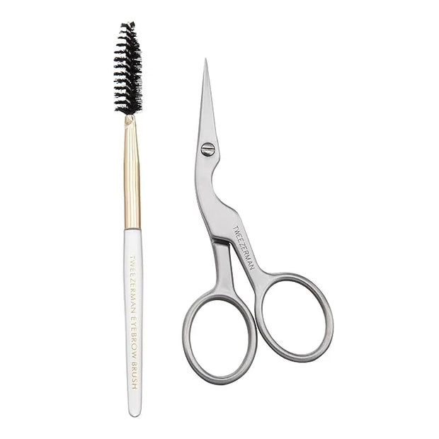 Tweezerman Brow Shaping Scissors and Brush - Stainless Steel Eyebrow Trimming Scissors for Women and Men - Product Image