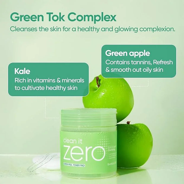 BANILA CO Clean it Zero Green Peel Toner Pad | Vegan Korean Dual Textured for Gentle Exfoliating | Green Complex and LHA t...