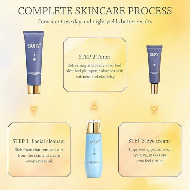 6-pcs Anti-Aging Skin Care Set Gentle Skin | Complete Skincare Process Beauty Skin Care Kit Gift Sets & Kits with Cleanser...