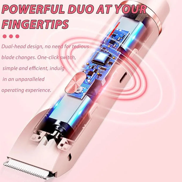 Glow Aura Womens Shaver 2 in 1,2025 New Razor & Shaver with Dual Ceramic Head,Bikini Trimmer for Women,IPX67 Waterproof We...