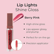 MCoBeauty LipLights Shine Gloss, Berry Pink, High Shine LipLights