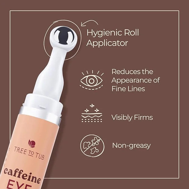 Tree to Tub Caffeine Eye Cream - Hydrating & Firming Under Eye Cream for Dark Circles, Eye Roller for Puffy Eyes, Reduces ...