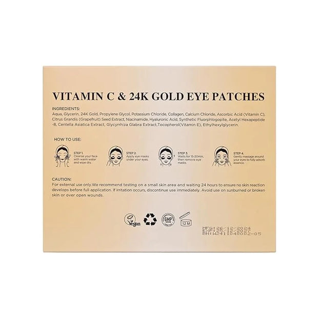 Under Eye Patches for Dark Circles,Puffy Eyes,20 Pairs Face Masks SkinCare With Vitamin C and 24k Gold - Product Image