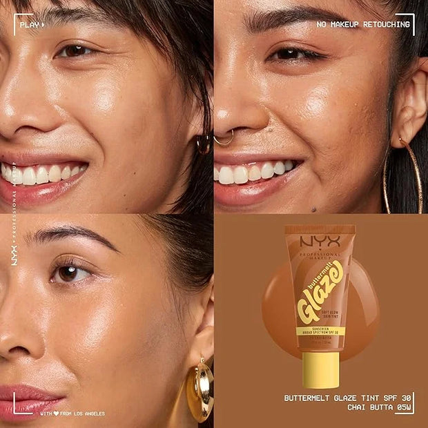 NYX PROFESSIONAL MAKEUP Buttermelt Glaze Soft Glow Skin Tint + SPF 30, Up To 12HR Wear, 05 Chai Butta - Product Image