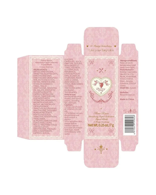 Flower Knows Strawberry Cupid All Day Glow Liquid Blush,Water- & Sweat-Resistant Blush for Cheeks,Blendable Dewy Finish wi...