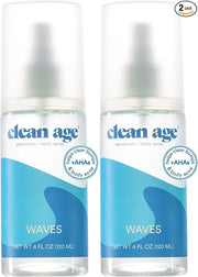 Aluminum Free Deodorant & Body Spray for Whole Body - Waves 4oz (2 Pack) Clean Deodorant and Body Spray for Teen Boys and ...