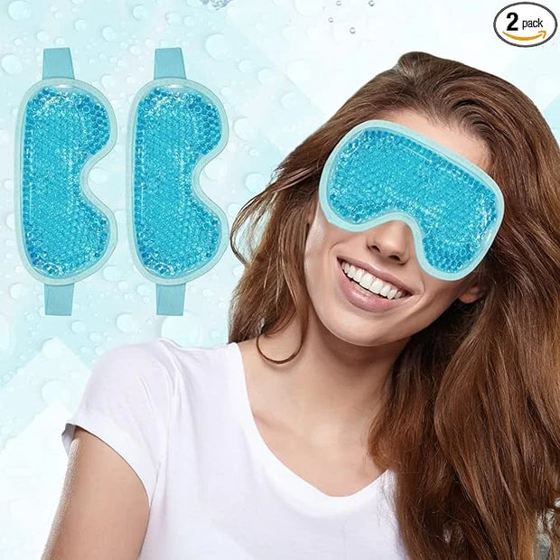 2 PCS Reusable Ice Eye Mask - Hot Cold Therapy Gel Bead for Puffiness, Dark Circles, Bags, Dry Eyes, Headaches, Migraines,...